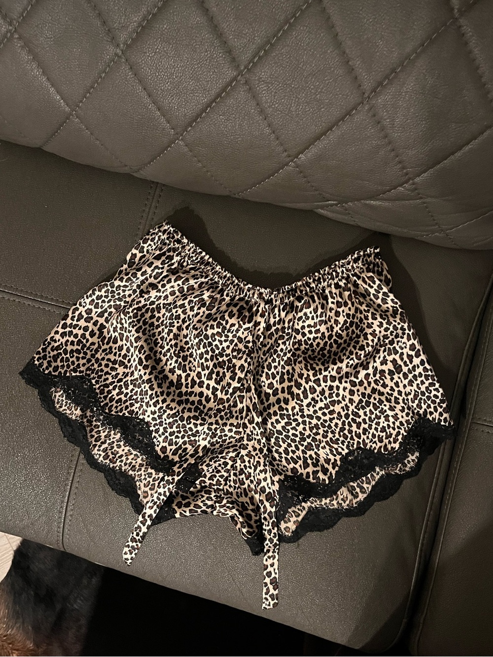 Women’s Leopard Print black Lace Satin Shorts